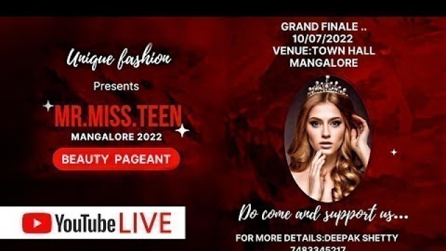 'Mr.Miss.Teen Mangalore 2022 | Beauty Pageant | Grand Finale | Unique Fashion| SPR LIVE |Youtube Live'