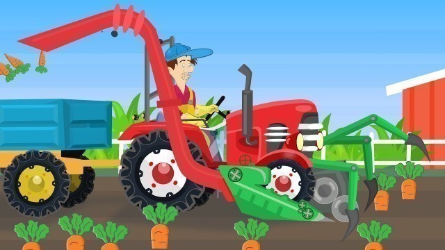 'SERIES fairy tales for KIDS about tractors - Carrot Machine and Gardening'