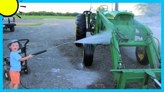 'Washing tractors | Tractors on the farm for kids'