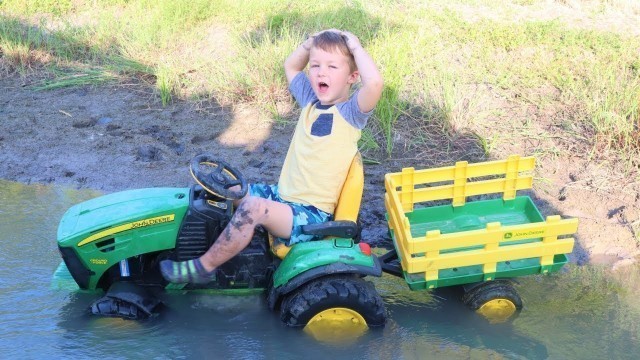 'When tractors working on the farm turns into playing in the mud | Tractors for kids'