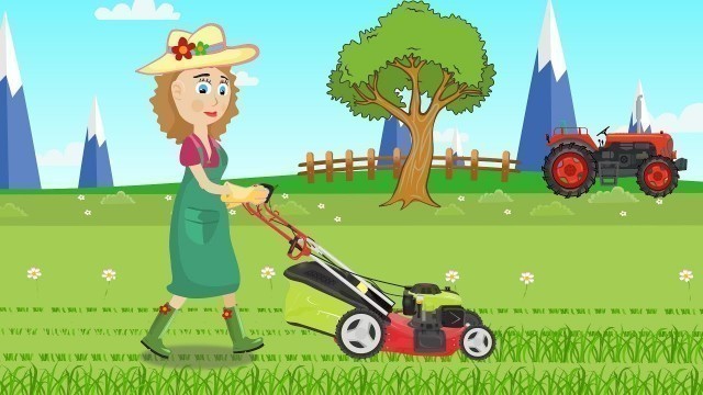 'Girl and lawn mower - Cartoon Video For Children & Tractors For Kids | Dziewczyna i Kosiarka'