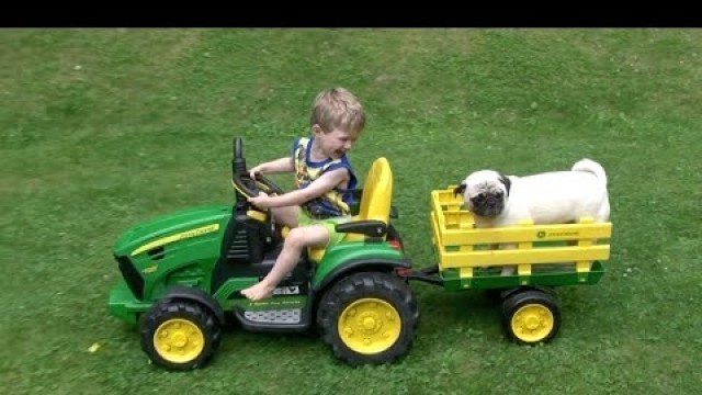 'PUG LOVES JOHN DEERE TRACTORS'