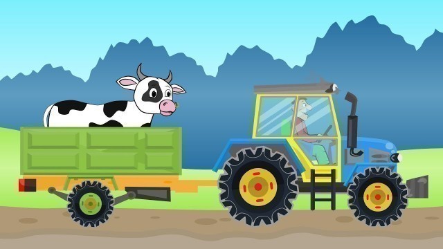 'Tractor for Kids - farmer\'s work - Expedition for a Cow | Cartoons about Tractors and farmers'