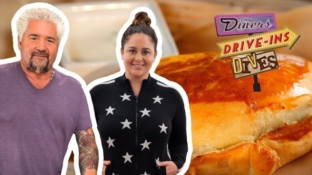 'Guy Fieri and Antonia Lofaso Eat Beef Empanadas | Diners, Drive-Ins and Dives | Food Network'