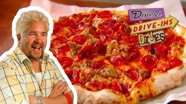 'NOT Average Sausage & Pepperoni Pizza | Diners, Drive-ins and Dives with Guy Fieri | Food Network'