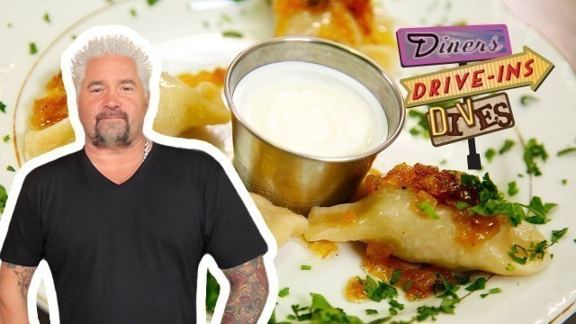 'Guy Fieri Eats Two-Meat Pierogi | Diners, Drive-Ins and Dives | Food Network'