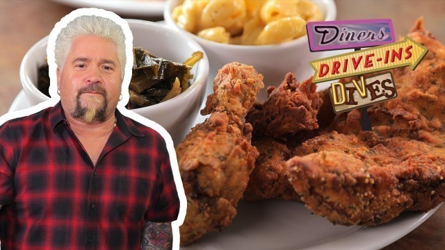 'Guy Eats a Soul-Warming Fried Chicken Plate | Diners, Drive-Ins and Dives | Food Network'