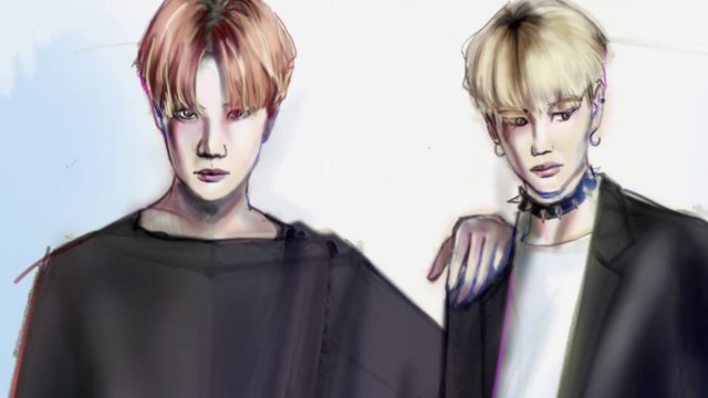 'Mens Fashion Design Sketch, how to render Black Fabrics/ BTS; J-hope& Jimin in Fashion illustration,'