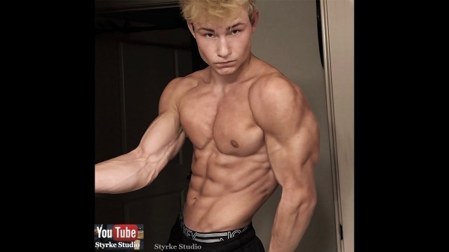 'Teen Bodybuilding Fitness Model Reid Lorenz Super Shreds Styrke Studio'