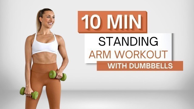 '10 min STANDING ARM WORKOUT | With Dumbbells | Biceps, Triceps and Shoulders | Zero Pushups'