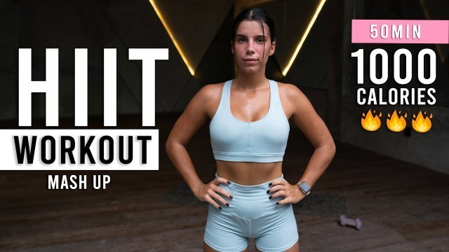 '50 MIN INTENSE HIIT WORKOUT | Burn 1000 Calories | Full Body Cardio At Home, No Repeats'