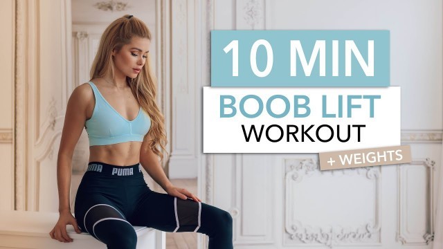 '10 MIN BOOB LIFT - B(r)east mode: ON .. Chest Workout for men & women / with weights I Pamela Reif'