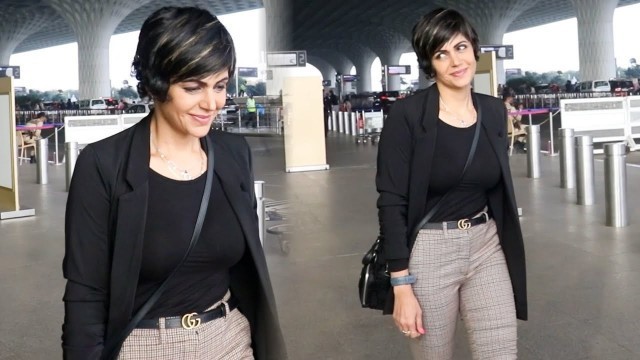 'Fitness Lady Mandira Bedy Flaunt Her Figure In Black Transparent Shapewear At Airport'