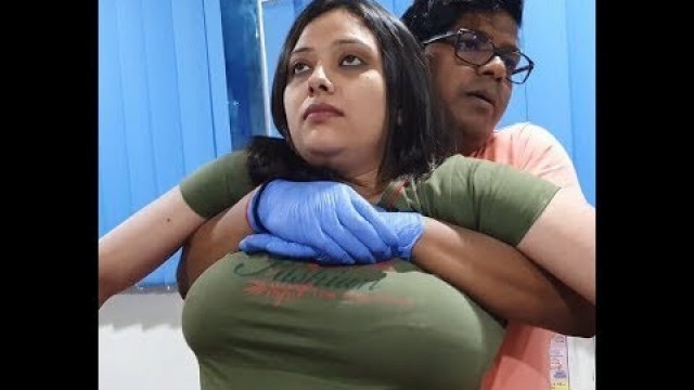 'Female Fitness Yoga #3 Desi lady huge Boobs in green tshirt'