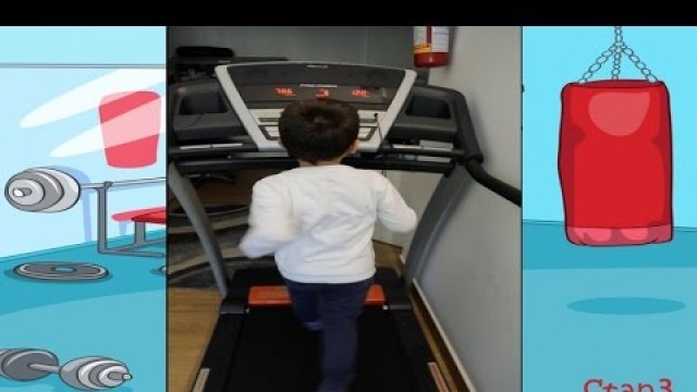 'Indoor Kids Fitness - Baby Running fast in a treadmill // Funny Video for Kids'