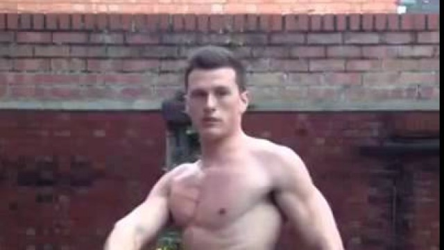 'Muscle Building Teen Fitness Model Flexing Pecs, 6 pack Abs & Biceps'