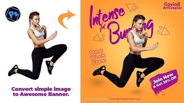 'Attractive Health,Gym,Fitness Banner/Poster Design -Step By Step Photoshop Tutorial in Hindi.'