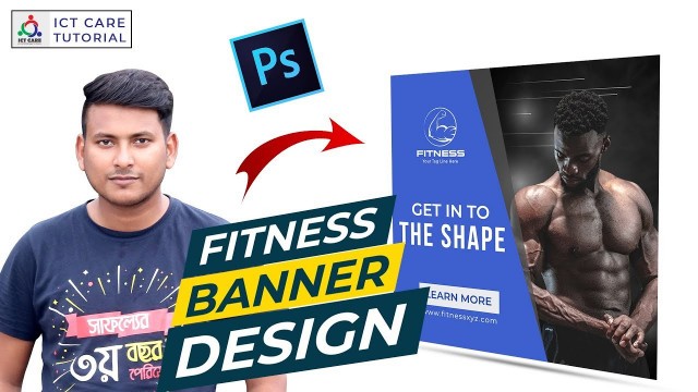 'Modern Fitness Banner Ads Social Media Poster Design in Photoshop Bangla Tutorial By ICT CARE||'