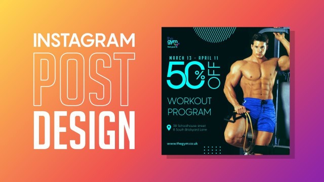 'Instagram Post Design Tutorial | Man in gym Banner design tutorial'