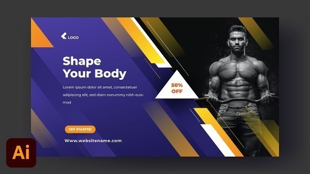 'How To Make Landscape Social Media Banner | GYM Fitness| Adobe illustrator Tutorial'