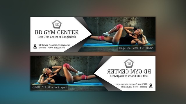 'Simple Fitness Web Banner Ad Design - Photoshop Tutorial'