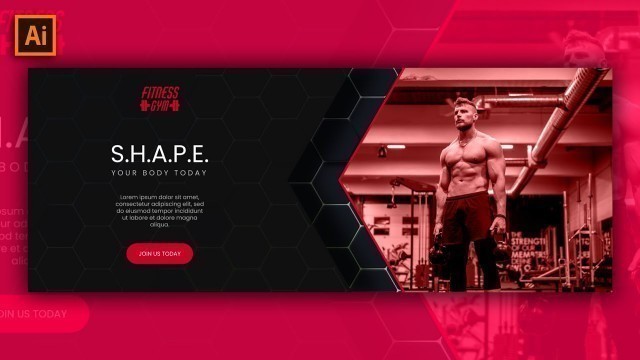 'Illustrator Tutorial | Web Banner Design | Fitness Gym | MAK Visuals'