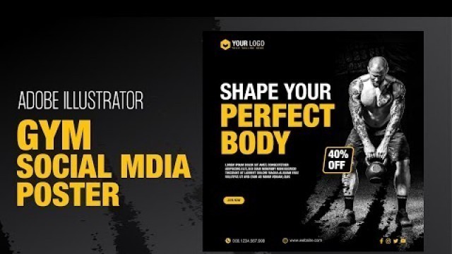 'Modern Social Media Banner | Gym Fitness | Illustrator Tutorial | Poster 1'