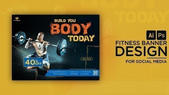 'Fitness Banner | Social Media Banner Design in Illustrator'