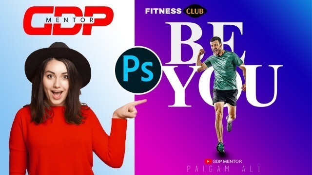 '#GDPMentor, Fitness Club Banner / Poster Design in Photoshop- Hindi Tutorial'