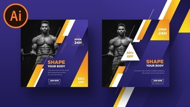 'Social Media Banner Design| Fitness Gym | illustrator Tutorial'