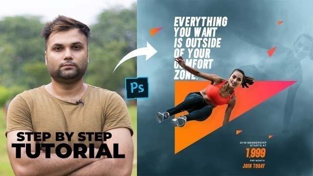 'Modern Fitness Banner/Poster Design - Step by Step Hindi Photoshop Tutorial'