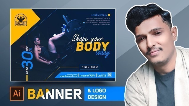 'Fitness Banner & Logo Design in Adobe Illustrator CC 2020'