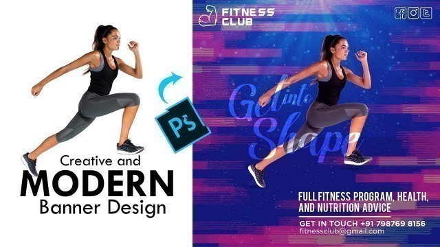 'How to Create Fitness Banner in Adobe Photoshop cc | Hindi Tutorial'