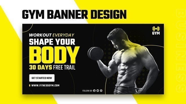 'Gym Banner / Fitness Banner / Health Banner Design | Social Media Ad Banner Design In Photoshop'