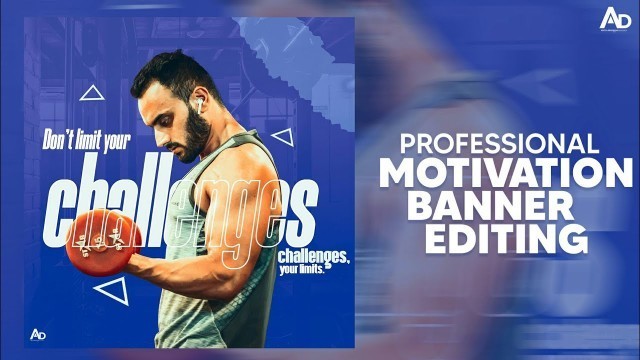 'Professional Motivational Banner Editing | Design Gym Banner for Social Media in Photoshop'