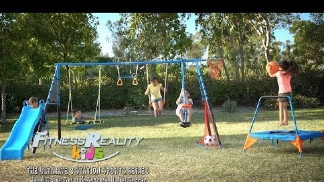 '8476 - Fitness Reality Kids The Ultimate 8 Station Sports Metal Swing Set with Basketball and Soccer'