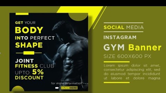 'Social Media Banner Design | Fitness Gym Banner Design in Photoshop cc | Gym Banner Design Tutorial'