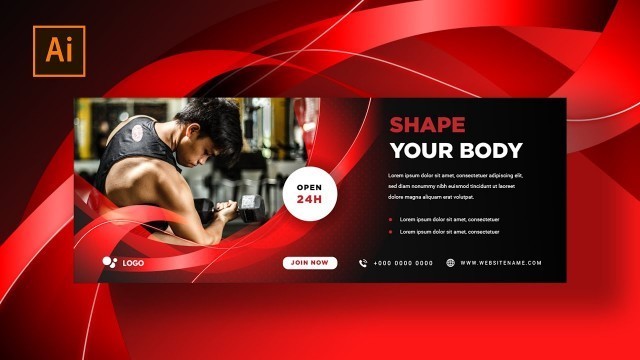 'Illustrator Tutorial | Web Banner Design (Fitness Gym)'