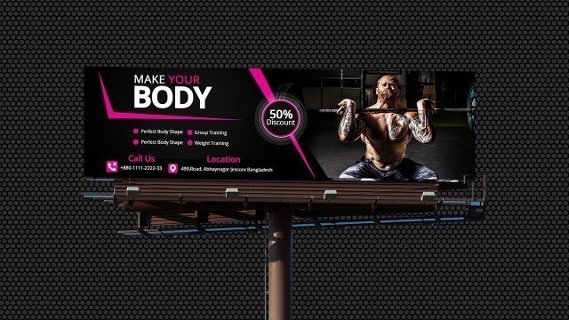 'Professional Gym Billboard Banner Design - Photoshop Cc Tutorial'