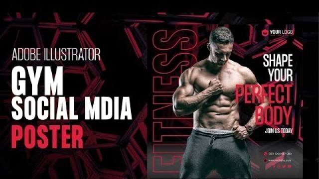 'Modern Social Media Banner | Gym Fitness | Illustrator Tutorial | Poster 2'