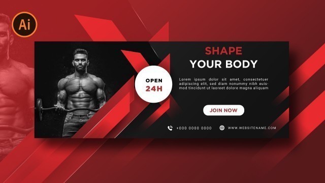 'Illustrator Tutorial | Web Banner Design  (Fitness Gym)'