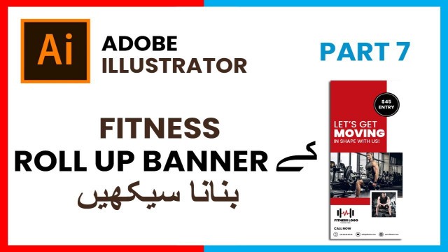 'Fitness Roll Up Banner Design Adobe Illustrator'