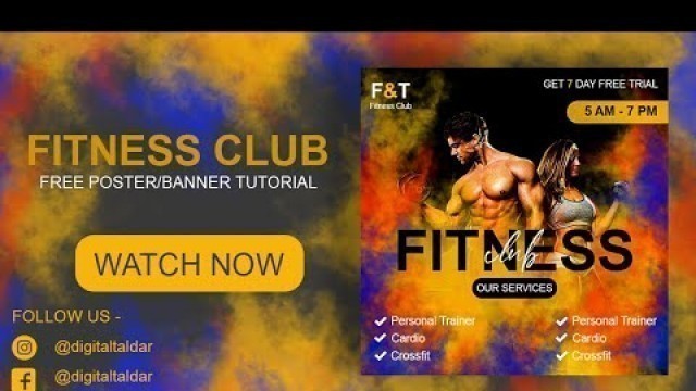 'Fitness Club Social Media Banner/Poster Design Photoshop CC Detailed Tutorial In Hindi'