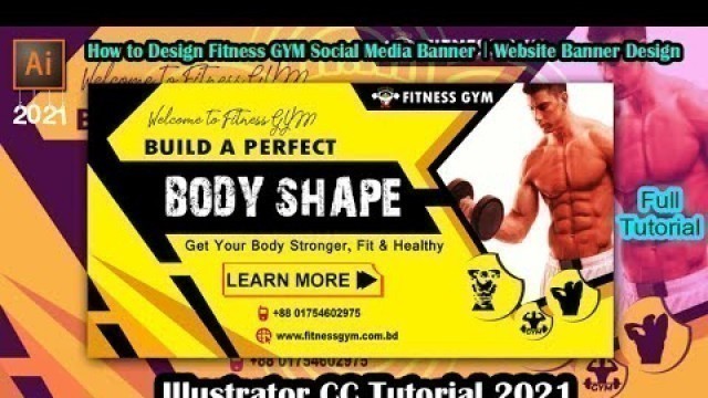 'How to Design Fitness GYM Social Media Banner । Website Banner Design'