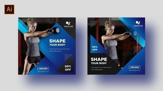 'Modern Social Media Banner | Gym Fitness | Illustrator Tutorial | Part 2'