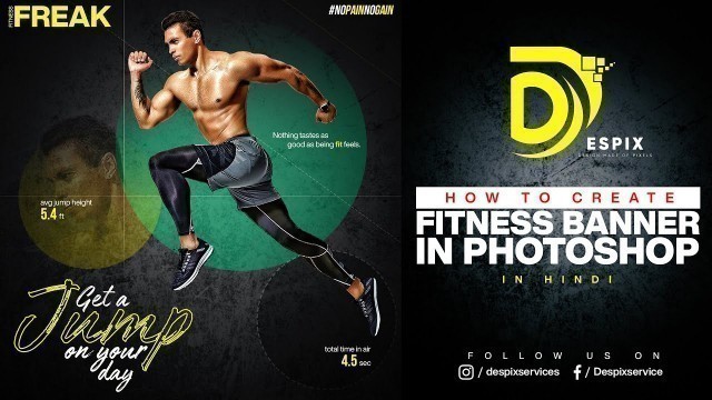 'How to create fitness banner in Photoshop in hindi'