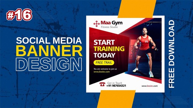 '#184 Fitness Studio (GYM) Social Media Banner Design Master Classes in Telugu | Photoshop in Telugu'