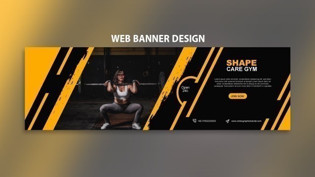 'Web Banner Design in Illustrator  (Fitness Gym) | Gym Banner | Vertex Graphic'