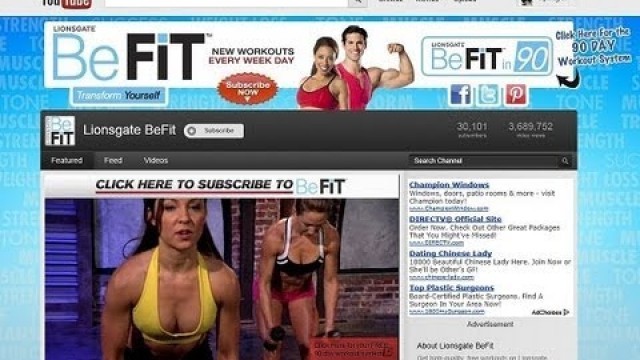 '☛Lionsgate Presents - BeFit: A FREE Fitness Channel On You Tube!☚'