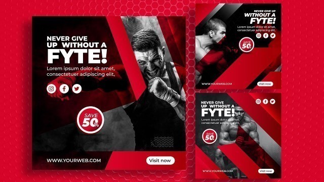 'Gym fitness Instagram banner template design | illustrator tutorial'